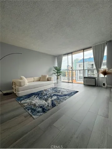 Living area with floor to ceiling windows