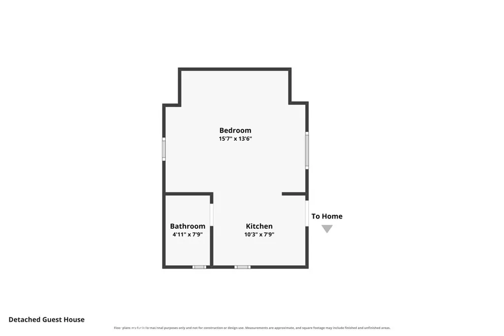 Detached studio ADU floor plan.