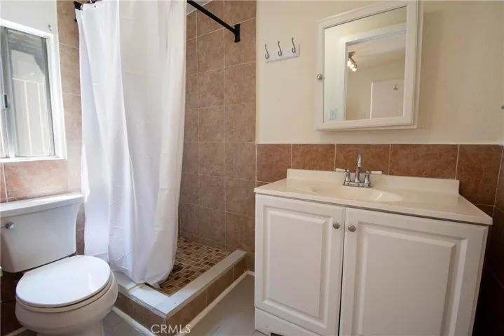 Full bathroom with shower in the detached studio ADU.