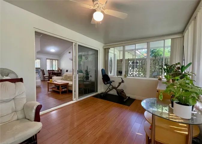 Enclosed Patio Room Looking Out to Living Room