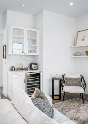 wine fridge and coffee bar
