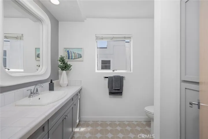 Powder room with ample storage