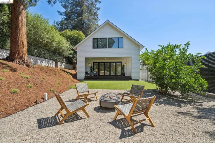Contemporary white siding exterior with a gabled roofline