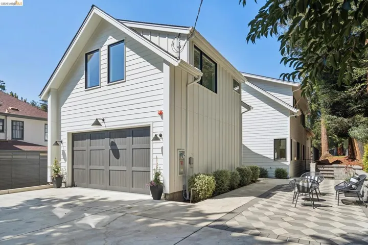 Contemporary exterior featuring horizontal siding and vertical board and batten accents