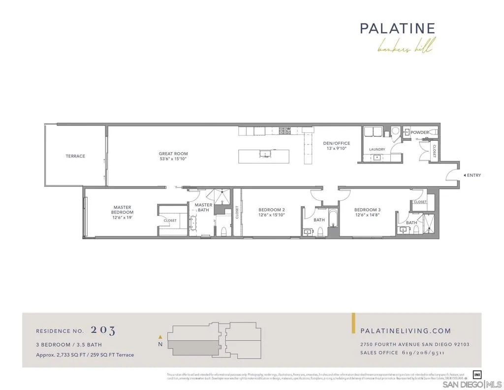 Floor plan for unit #203.