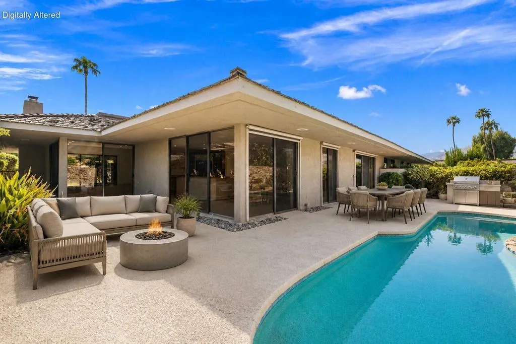 Virtually Staged Back View of Home