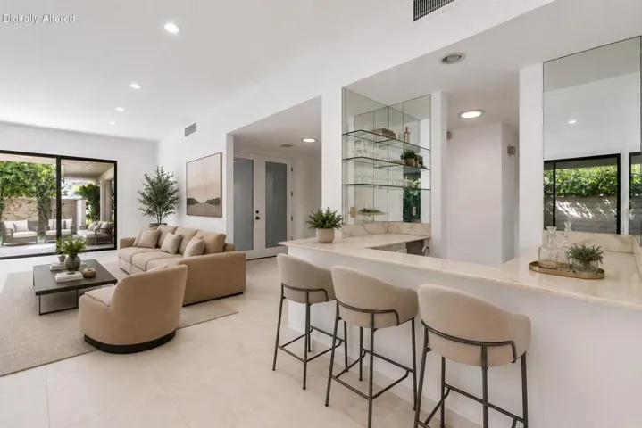 Virually Staged Bar and Living Room
