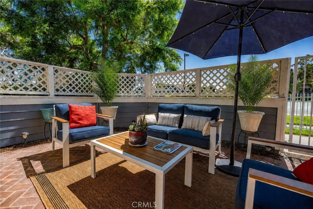 Large private back patio off the living room