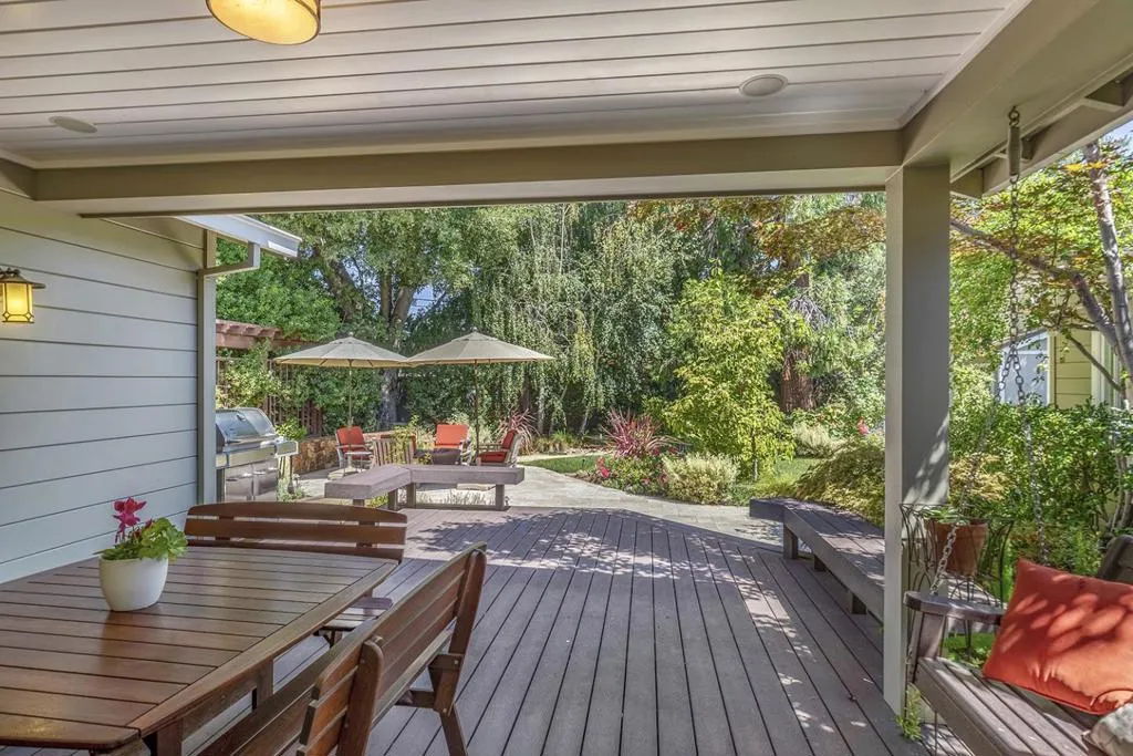 Covered deck with electric heaters
