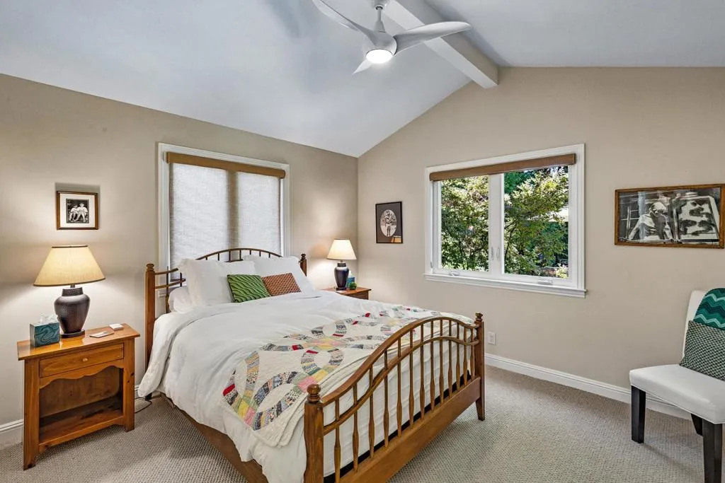 back bedroom w/vaulted ceilings