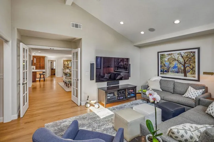 View from family room/office/5th bedroom, vaulted ceilings