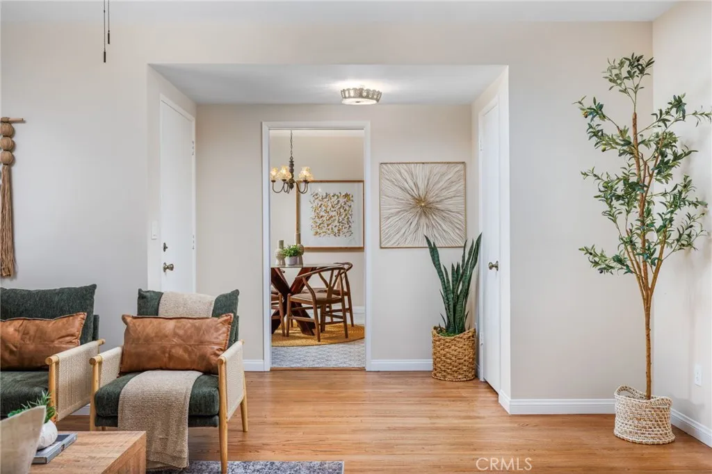 View from family room into dining room