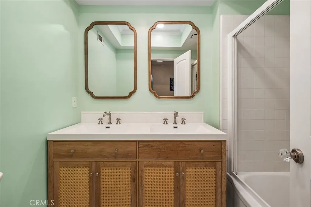 Dual sink, guest bathroom, remodeled