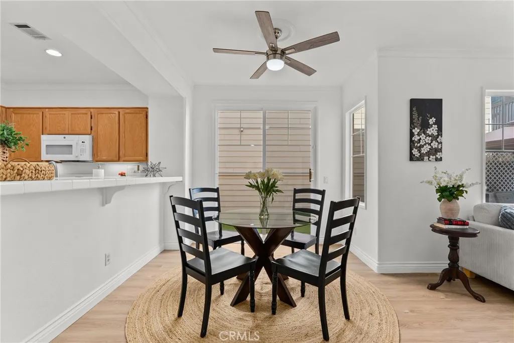 Dining area open to living room.