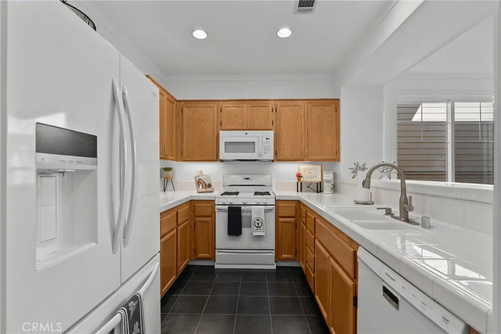 Kitchen open to dining area.