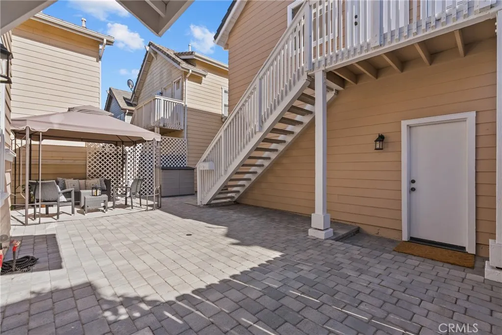Backyard with pavers.