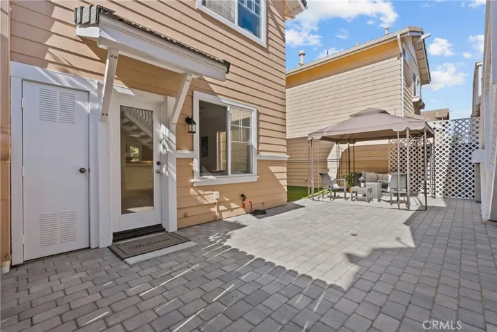 Backyard with pavers.