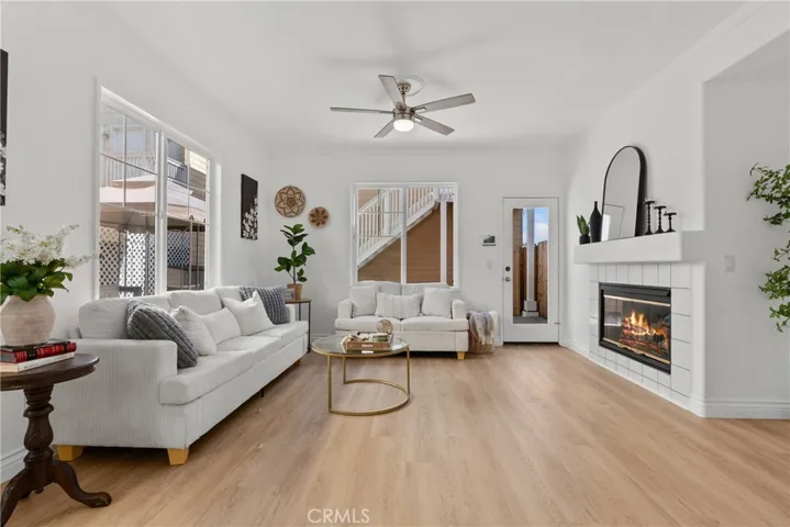 Living room with fireplace.