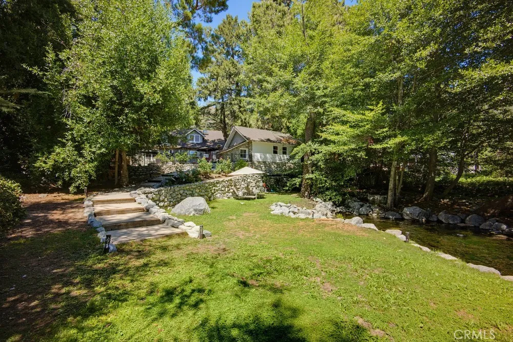 Pond area looking up at house