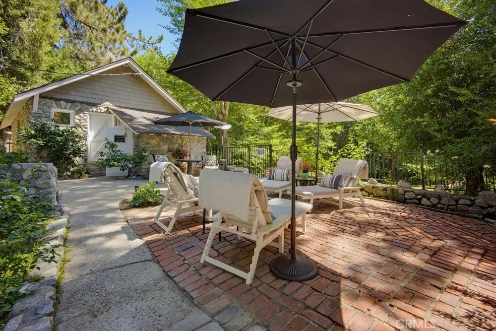 Back Patio with Garage in background