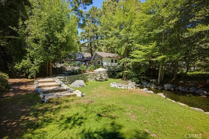 Pond area looking up at house