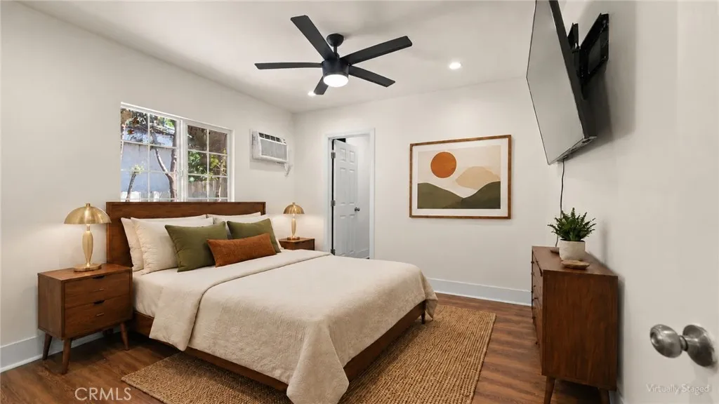 bright bedroom. cooling unit