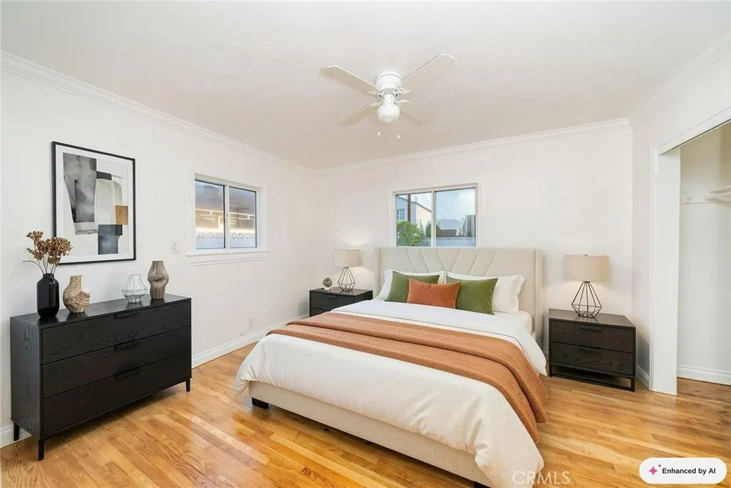 Virtually staged bedroom.