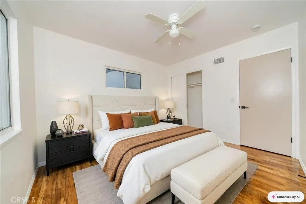 Virtually staged bedroom.