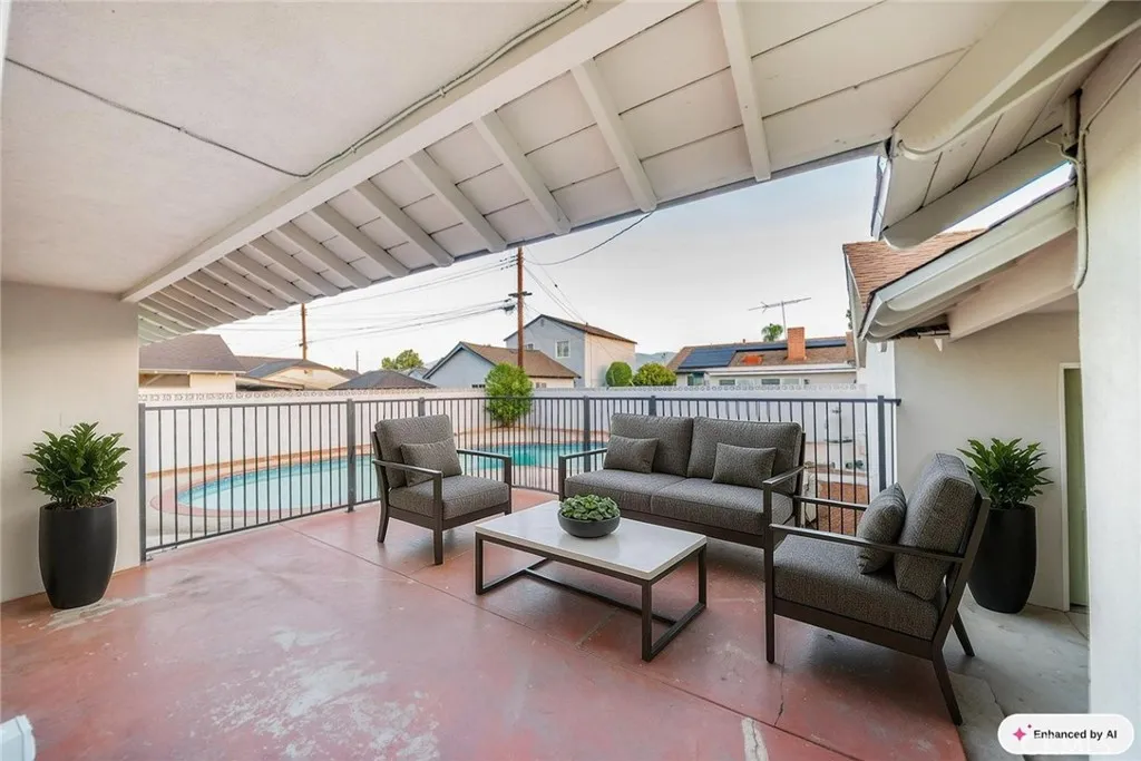 Virtually staged exterior patio.