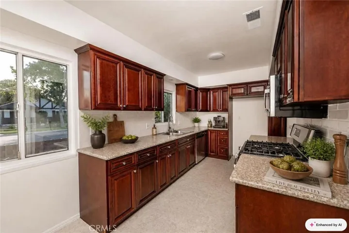 Virtually staged kitchen.