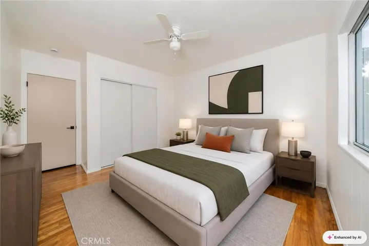 Virtually staged bedroom.
