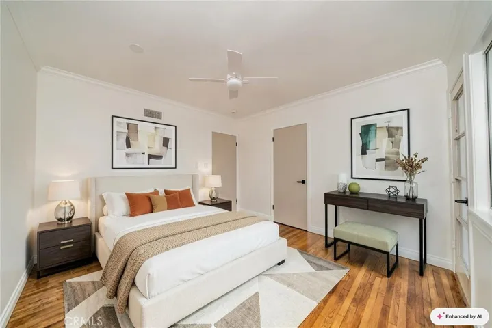 Virtually staged bedroom.