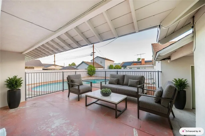 Virtually staged exterior patio.