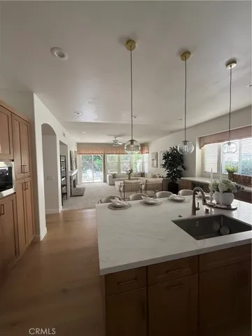 Kitchen Island and Family Room