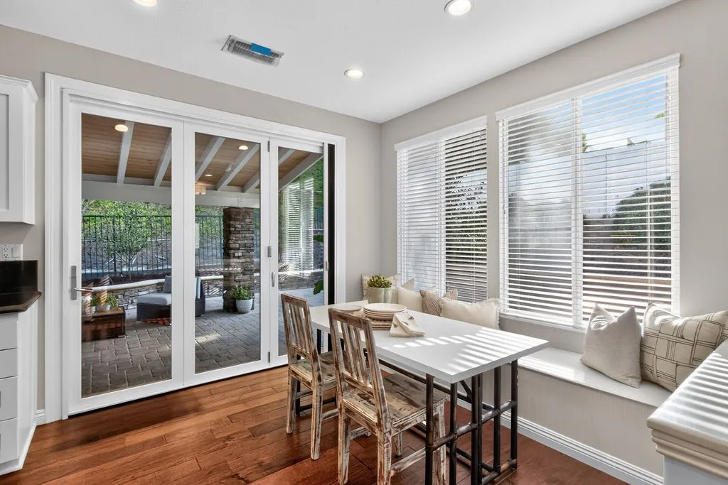 Casual dining with built-in bench seating and storage
