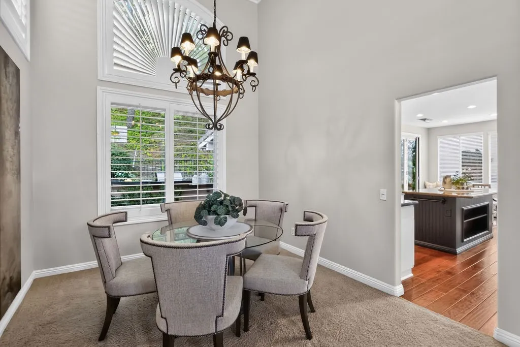 Dining flows into the kitchen area