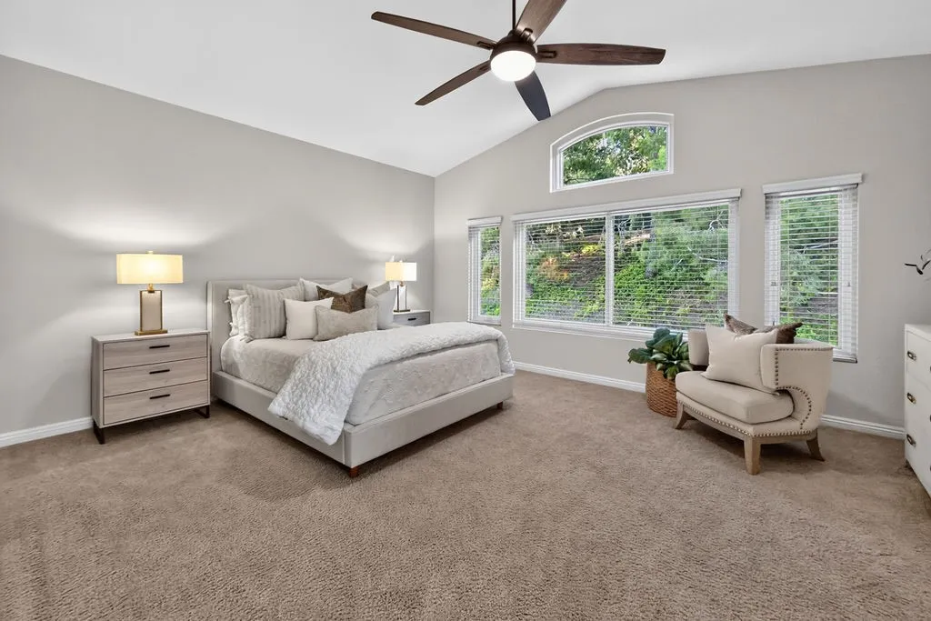 Vaulted ceiling brings elegance to the primary suite