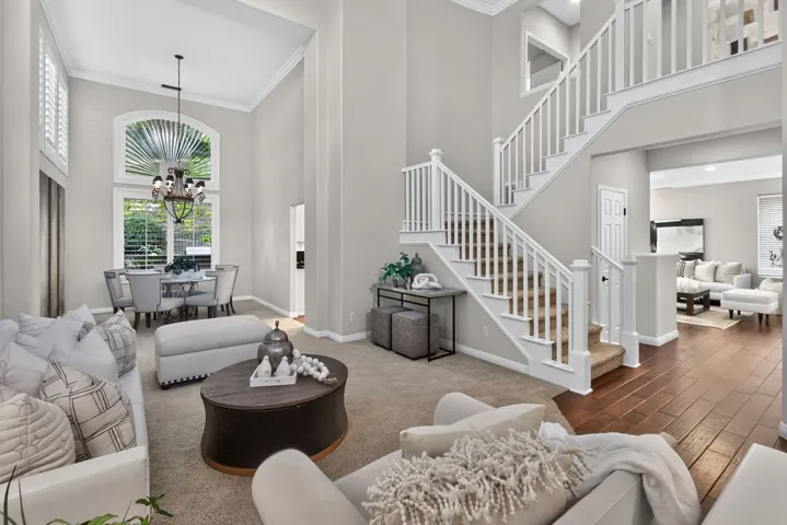 Gorgeous entry with rich wood floors