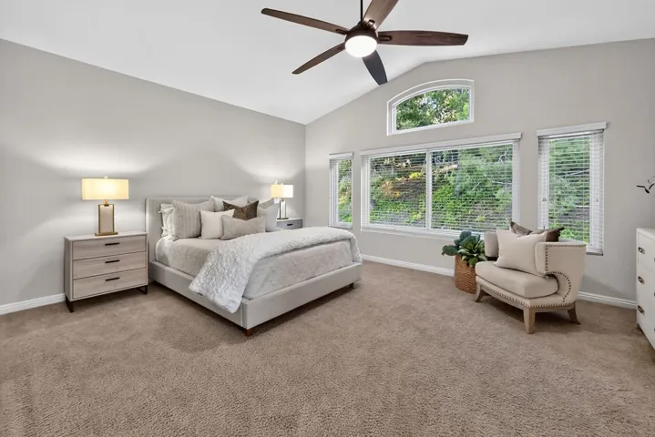 Vaulted ceiling brings elegance to the primary suite