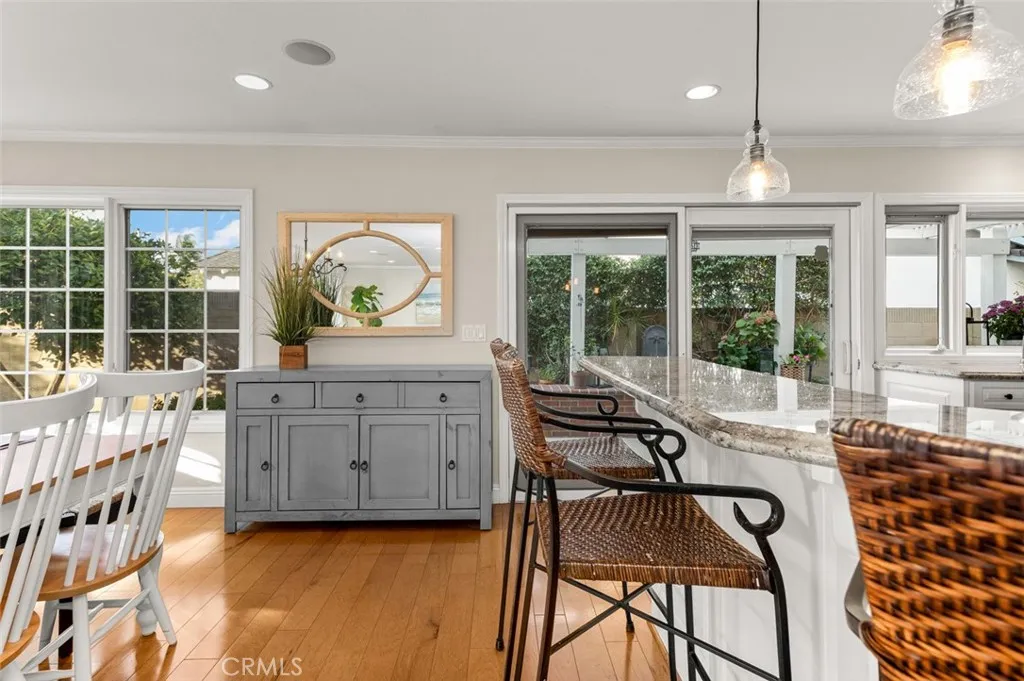 Big sliding doors connects to the private backyard.
