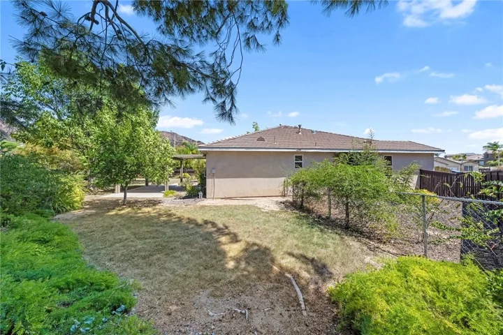 Dog run with chain link fencing in rear side yard