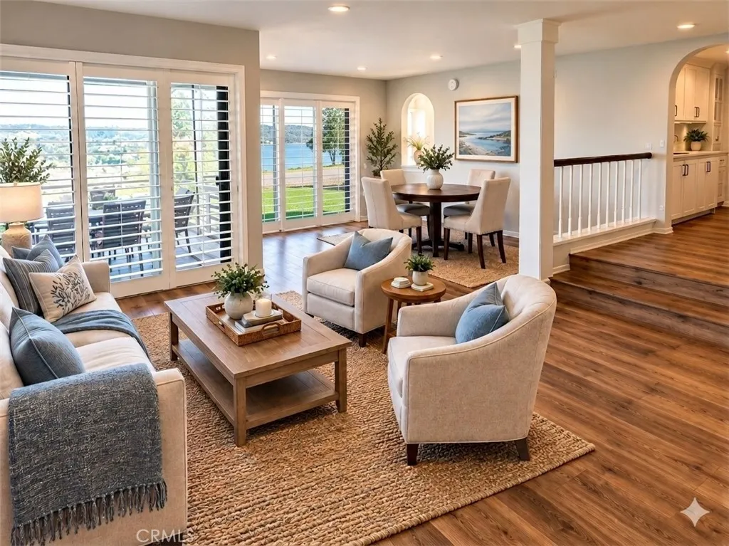 Living Room with Lake View! (furniture virtually staged) Living Room with Lake View! (furniture virtually staged)