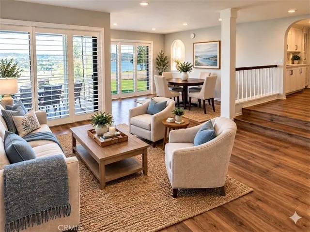 Living Room with Lake View! (furniture virtually staged)