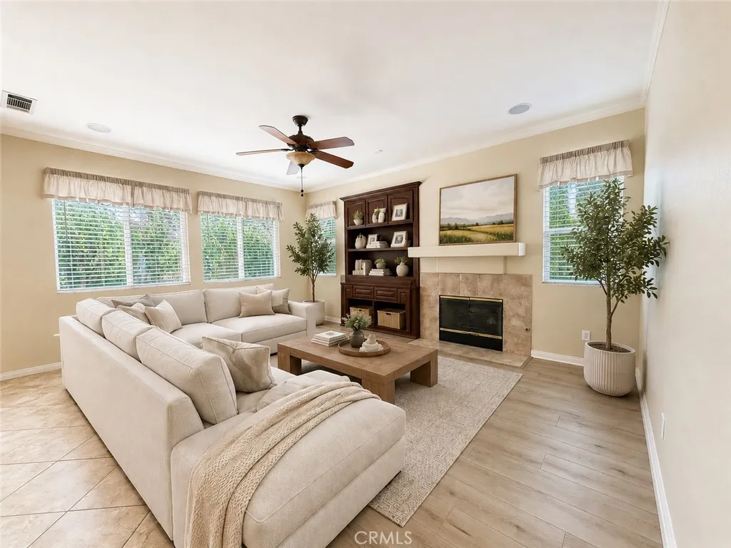 Family room. Digitally enhanced virtually staged.