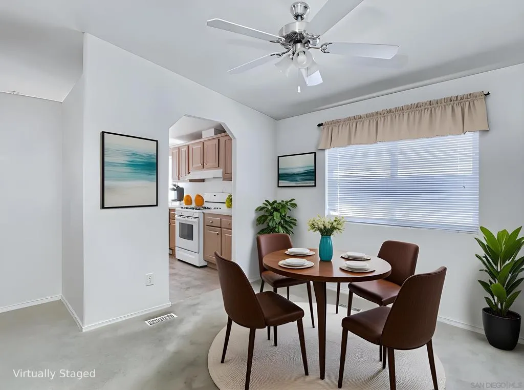 Virtually staged dining area.