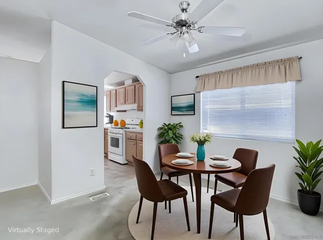 Virtually staged dining area.