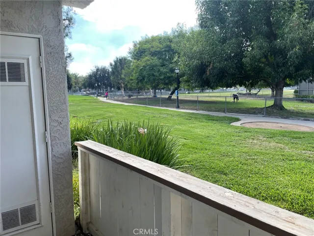 Patio just steps from community dog park