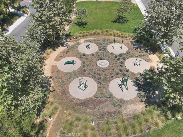 Aerial view highlighting the community amenities and recreational spaces.