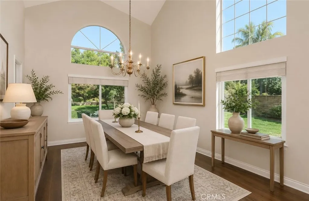 AI enhanced formal dining room.