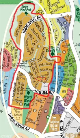Map of the Crown Valley Highlands Community